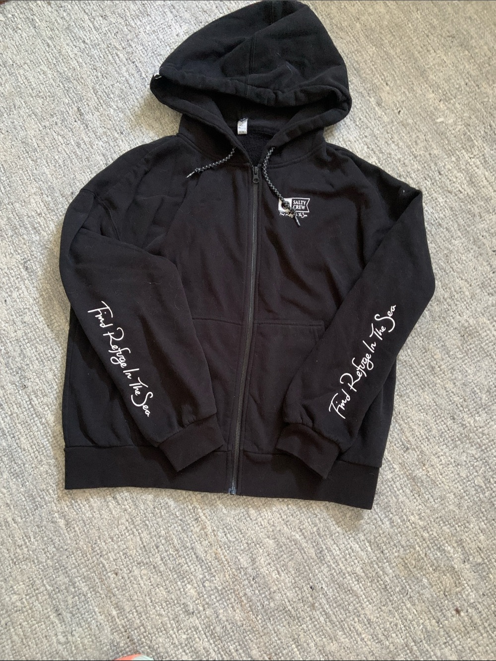 Salty Crew Black Zip Hoodie with White Logo